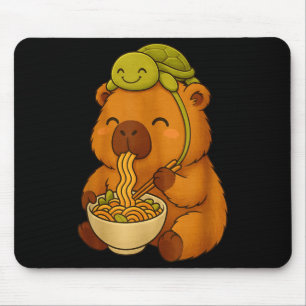 Cute Capybara and Turtle Backpack Ramen Kawaii Mouse Pad