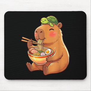 Cute Capybara and Turtle Backpack Ramen Kawaii Mouse Pad