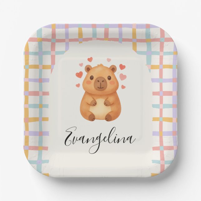  Cute Capybara Baby Shower Paper Plate (Front)