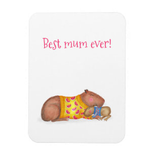 Cute capybara 'best mum ever' magnet