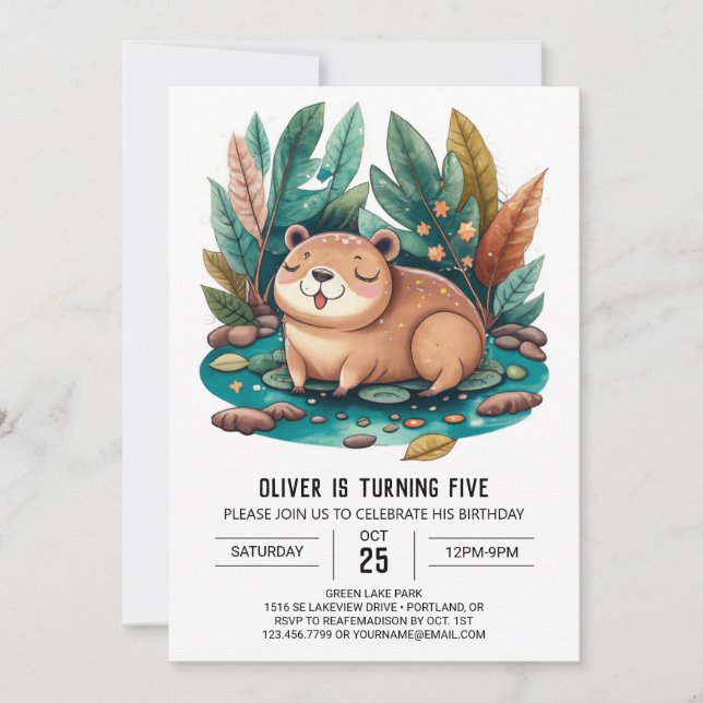 Cute Capybara Birthday Invitation (Front)