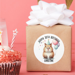 Cute capybara Birthday Party favours Classic Round Sticker