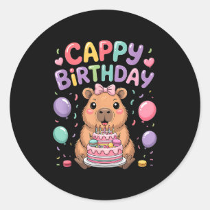 Cute capybara birthday party girl kids animal classic round sticker