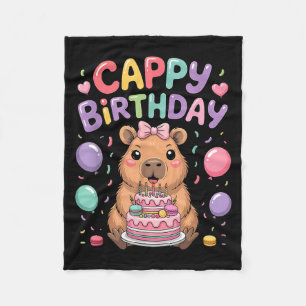 Cute capybara birthday party girl kids animal fleece blanket