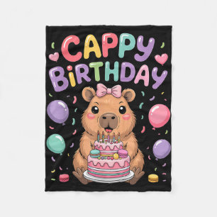 Cute capybara birthday party girl kids animal fleece blanket
