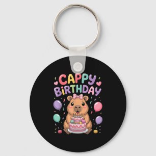 Cute capybara birthday party girl kids animal key ring