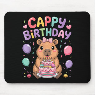 Cute capybara birthday party girl kids animal mouse pad