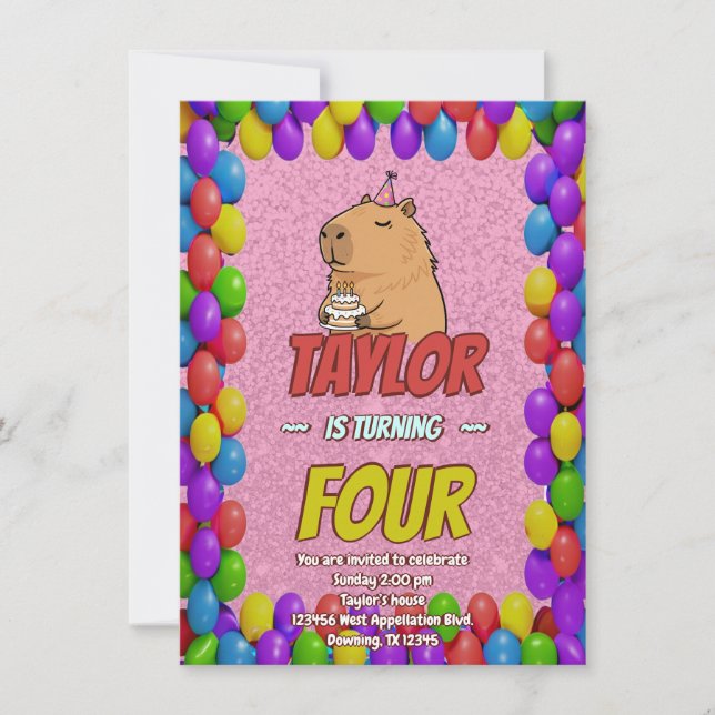 Cute Capybara Birthday Party Invitation (Front)