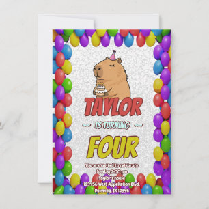 Cute Capybara Birthday Party Invitation