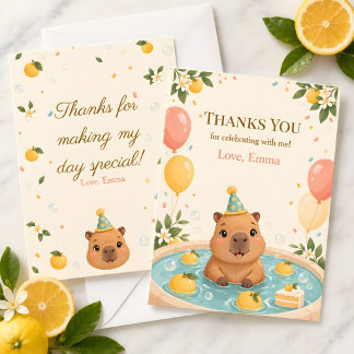 Cute Capybara Birthday Thank You Card