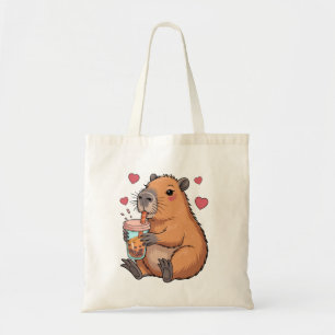 Cute Capybara Boba Tea Bubble Tote Bag