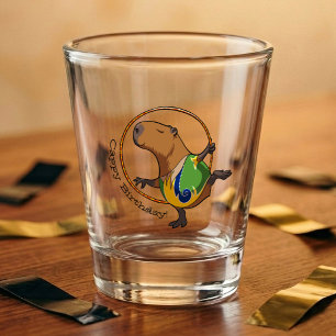 Cute Capybara Cartoon Gymnast Gift Quirky Animal Shot Glass