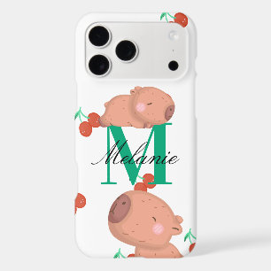 Cute Capybara Cherries Custom Monogram
