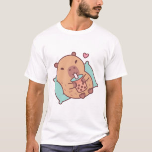 Cute Capybara Chilling And Drinking Bubble Tea T-Shirt