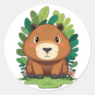 Cute capybara classic round sticker