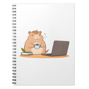 Cute Capybara Coder Coffee Laptop Design Notebook