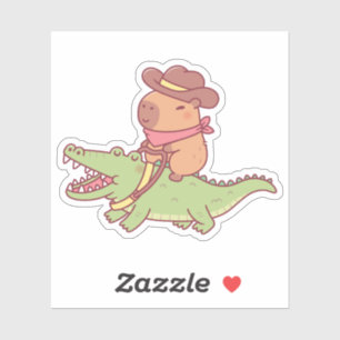Cute Capybara Cowboy Riding A Crocodile Funny