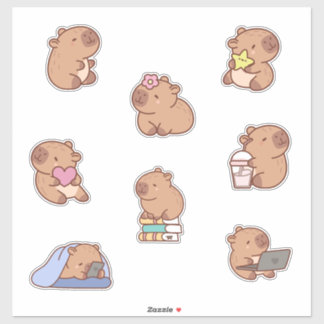Cute Capybara Doodle Sticker Sheet
