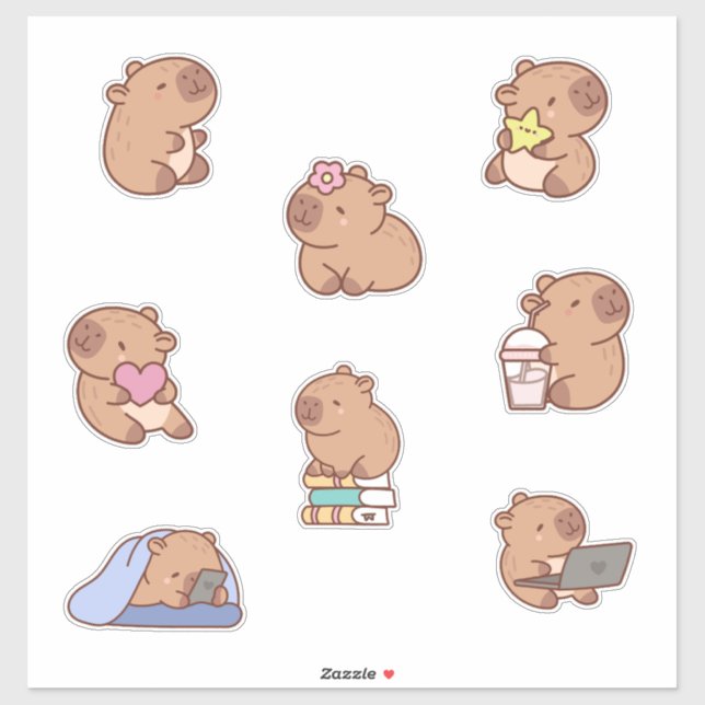 Cute Capybara Doodle Sticker Sheet (Sheet)