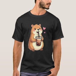Cute Capybara Drinking Boba Tea T-Shirt