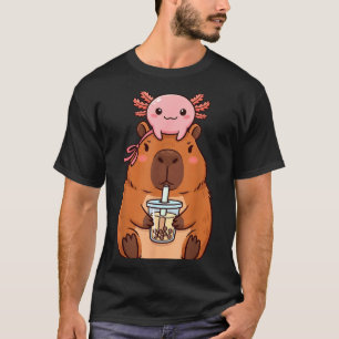 Cute Capybara Drinking Boba Tea T-Shirt