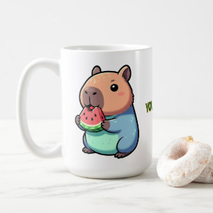 Cute Capybara Eating Watermelon Coffee Mug