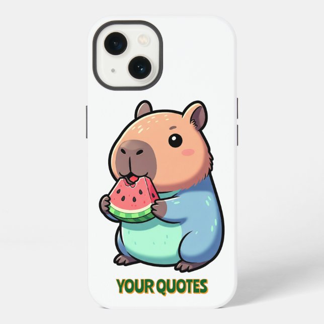 Cute Capybara Eating Watermelon iPhone Case (Back)