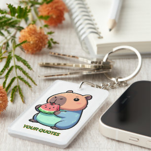 Cute Capybara Eating Watermelon Key Ring