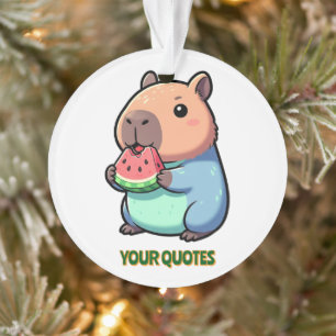 Cute Capybara Eating Watermelon Ornament