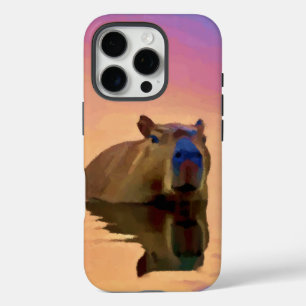 Cute Capybara Emerging From a Tranquil Lake iPhone 16 Pro Case