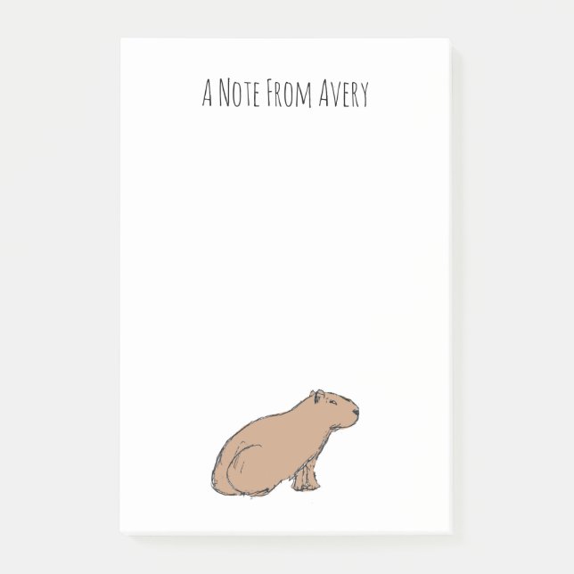 Cute Capybara Exotic Pet Personalised Rodent Post-it Notes (Front)