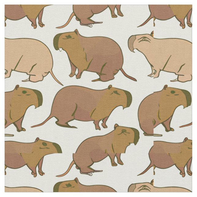 Cute Capybara Fabric (Close Up)