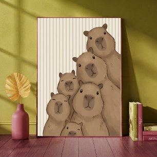 Cute Capybara Family Selfie Nursery Art Print