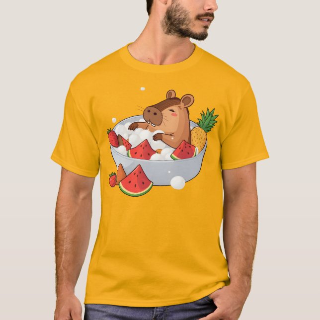 Cute Capybara Fruit Bath Spa Day Kawaii Animal Ill T-Shirt (Front)