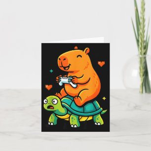 Cute Capybara Gamer Anime Turtle Funny Kids Card