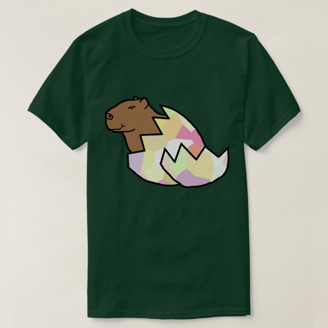 Cute Capybara Hatching from Easter Egg T-Shirt (Design Front)