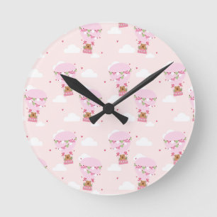 Cute Capybara Hot Air Balloon Round Clock