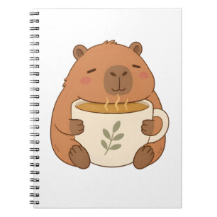 Cute Capybara Hugging Coffee Cup Notebook