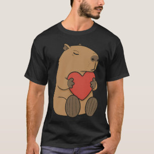 Cute Capybara Hugging Heart Valentine T-Shirt