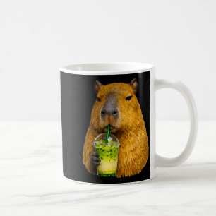Cute capybara iced matcha latte lover meme coffee mug