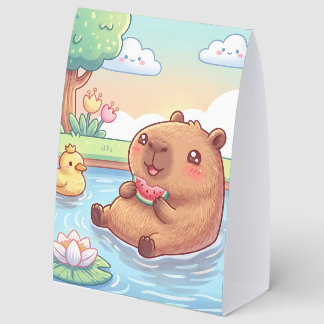 Cute capybara in a pond