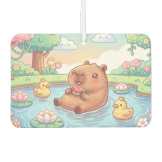 Cute capybara in a pond car air freshener