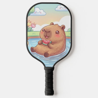 Cute capybara in a pond pickleball paddle