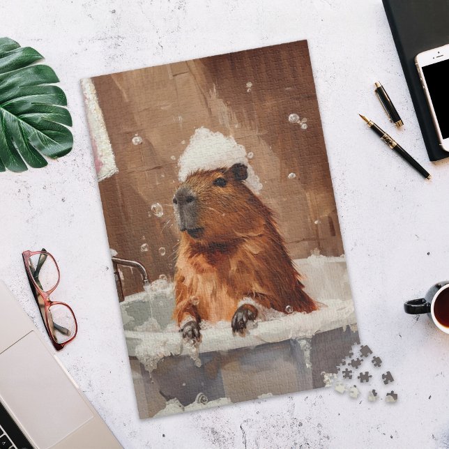 Cute Capybara in Bubble Bath Jigsaw Puzzle (Creator Uploaded)