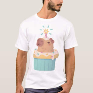 Cute Capybara In Cupcake Funny T-Shirt