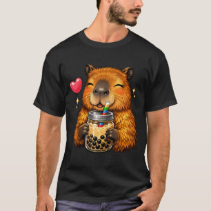 Cute Capybara Kawaii Anime Drinking Bubble Tea T-Shirt