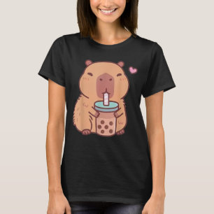 Cute Capybara Kawaii Anime Drinking Bubble Tea T-Shirt