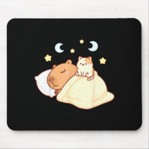 Cute Capybara Kawaii Sleep Pajamas Sleepybara Cat  Mouse Pad