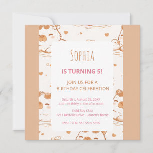 Cute Capybara Kids 5th Birthday Party Invitation