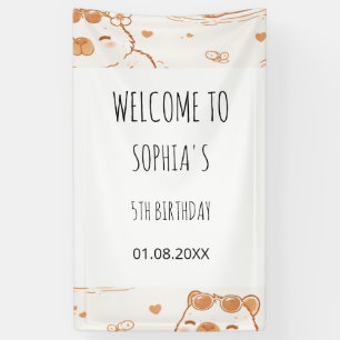 Cute Capybara Kids 5th Birthday Party Welcome Sign
